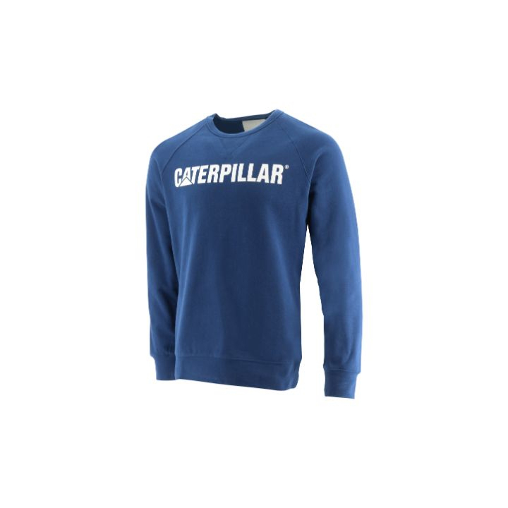 Caterpillar Clothing Sale Pakistan - Caterpillar Foundation Crewneck Mens Sweatshirts Blue (635298-VZO)